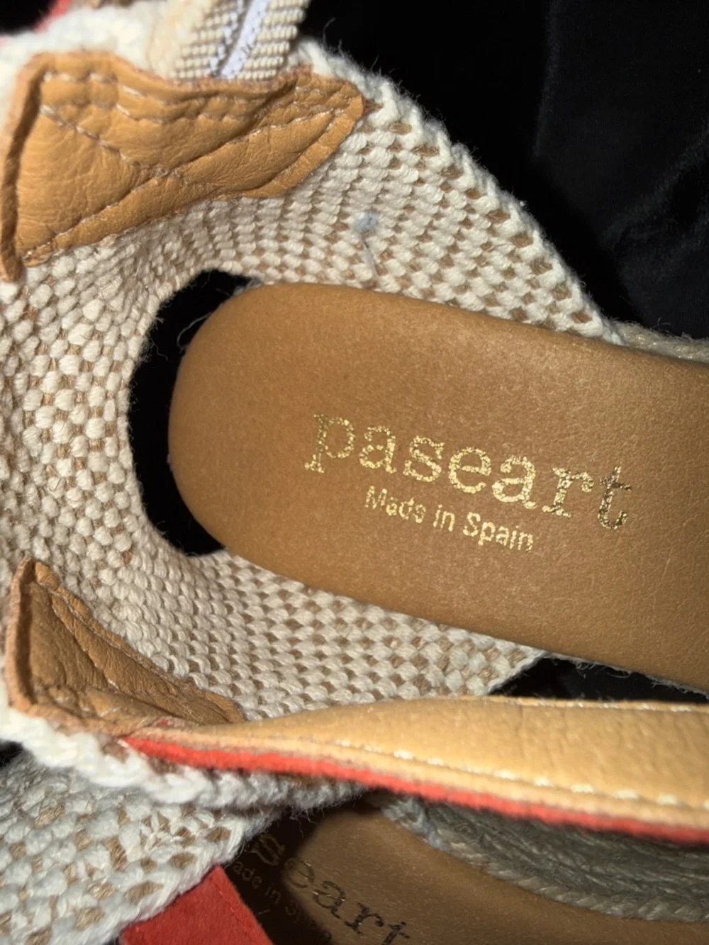 Paseart size 40 cinnamon suede open toe espadrille 3” wedge heel, EUC, Spain US9